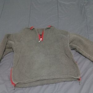 Men's Gray Sweater with Red Accents